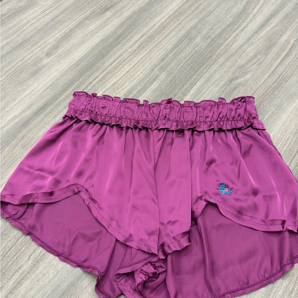 Free People Magenta Gathered Pajama Shorts